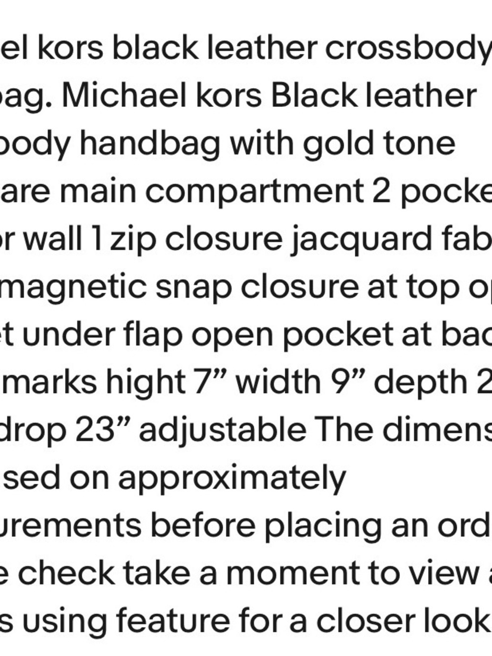 Michael Kors Black Leather Crossbody with Gold MK Emblem - Picture 4 of 4